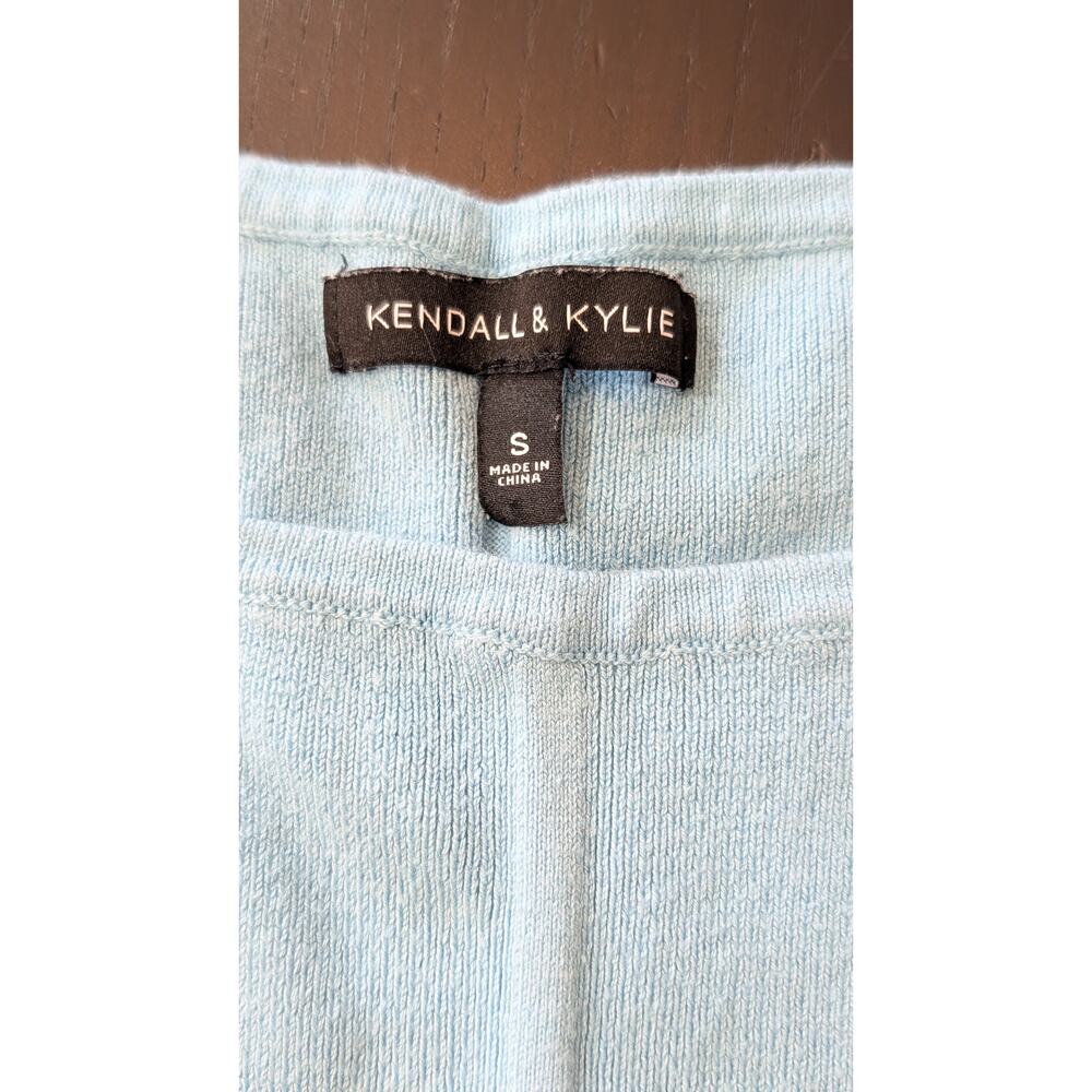 Kendall + Kylie Baby Blue Corset Seam Knit Crop Tank Top S Y2K - Picture 2 of 6